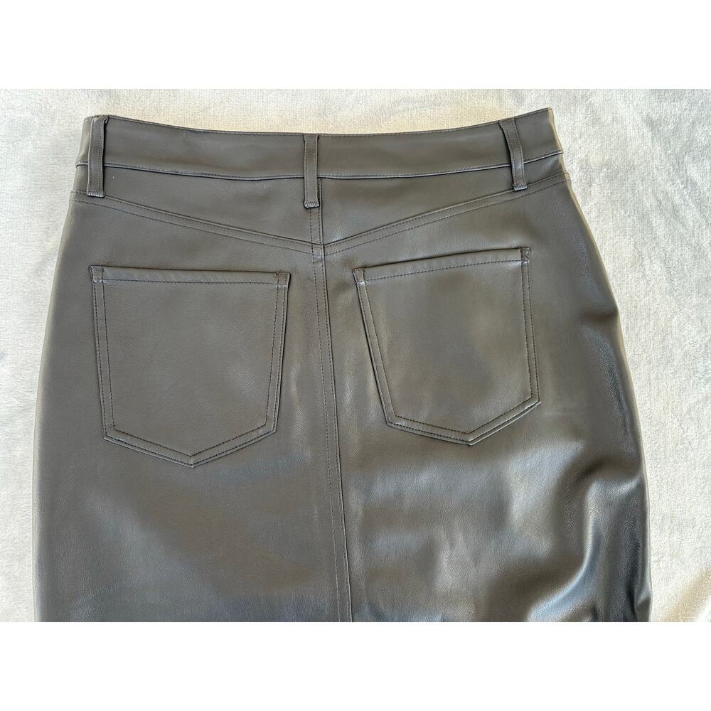 Express Skirt Long High Waist Black Faux Leather Back Slit Size 8 - Picture 7 of 9
